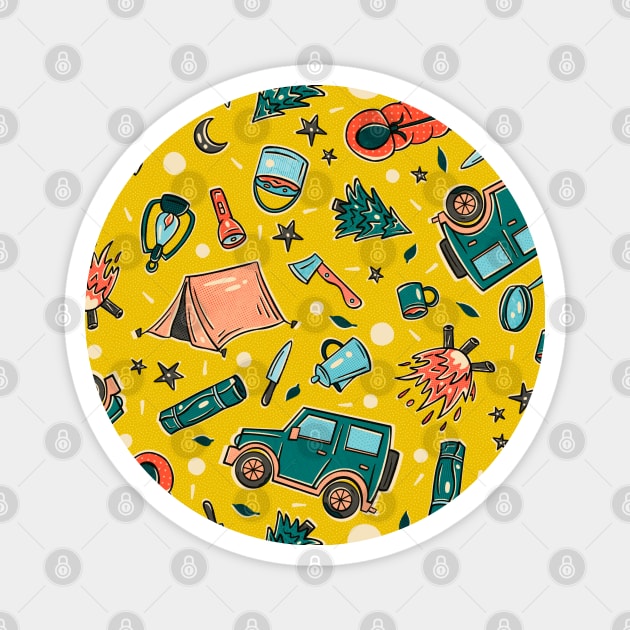 Ditsy Camping Trip Pattern Magnet by Simplulina